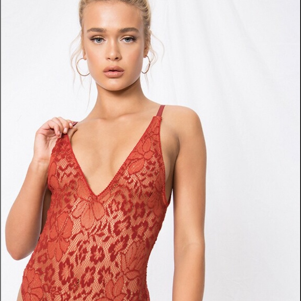 Free People Live It Up Bodysuit Red Small